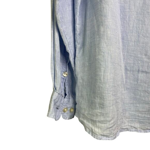 Orvis Button Down Shirt Mens Medium Baby BlueSummer Relaxed Linen Classic Fit - Picture 6 of 10